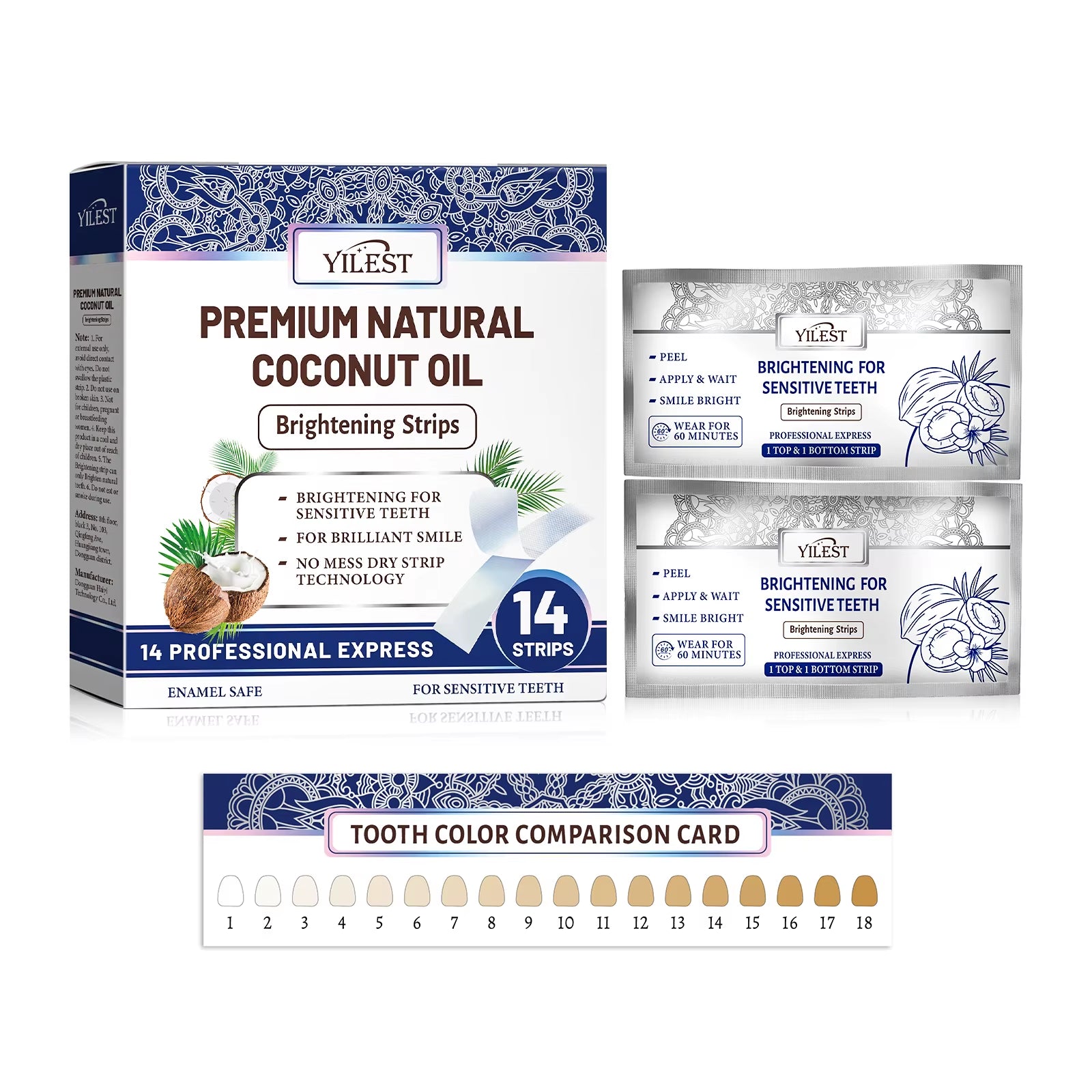 14 Strips Teeth Whitening Strips,Remove Plaque Stains Cleaning Oral Hygiene Sensitivity Relief,Fresh Breath Brighten Tooth Care