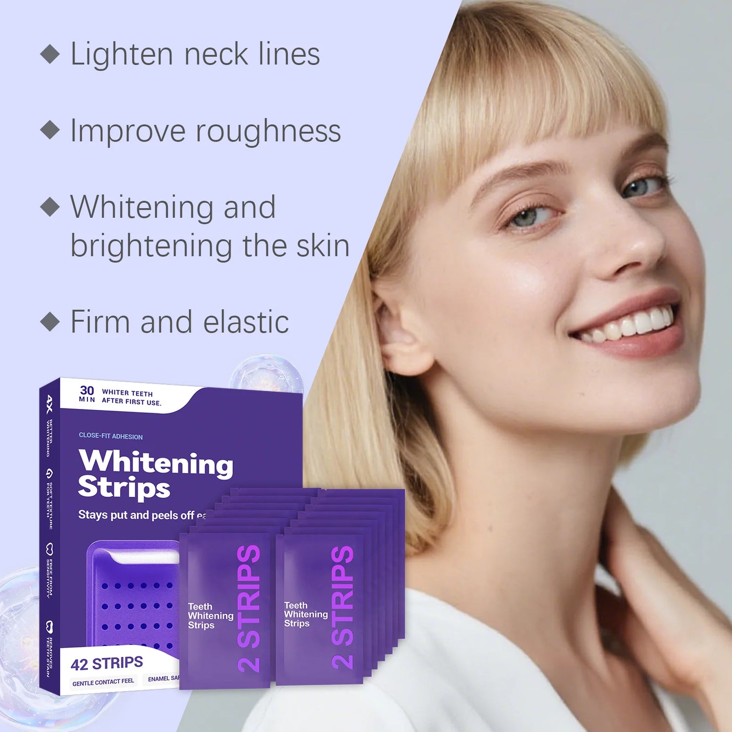 Transform Your Smile with Purple Teeth Whitening Strips - Gentle Stain Removal for a Lasting Bright Smile