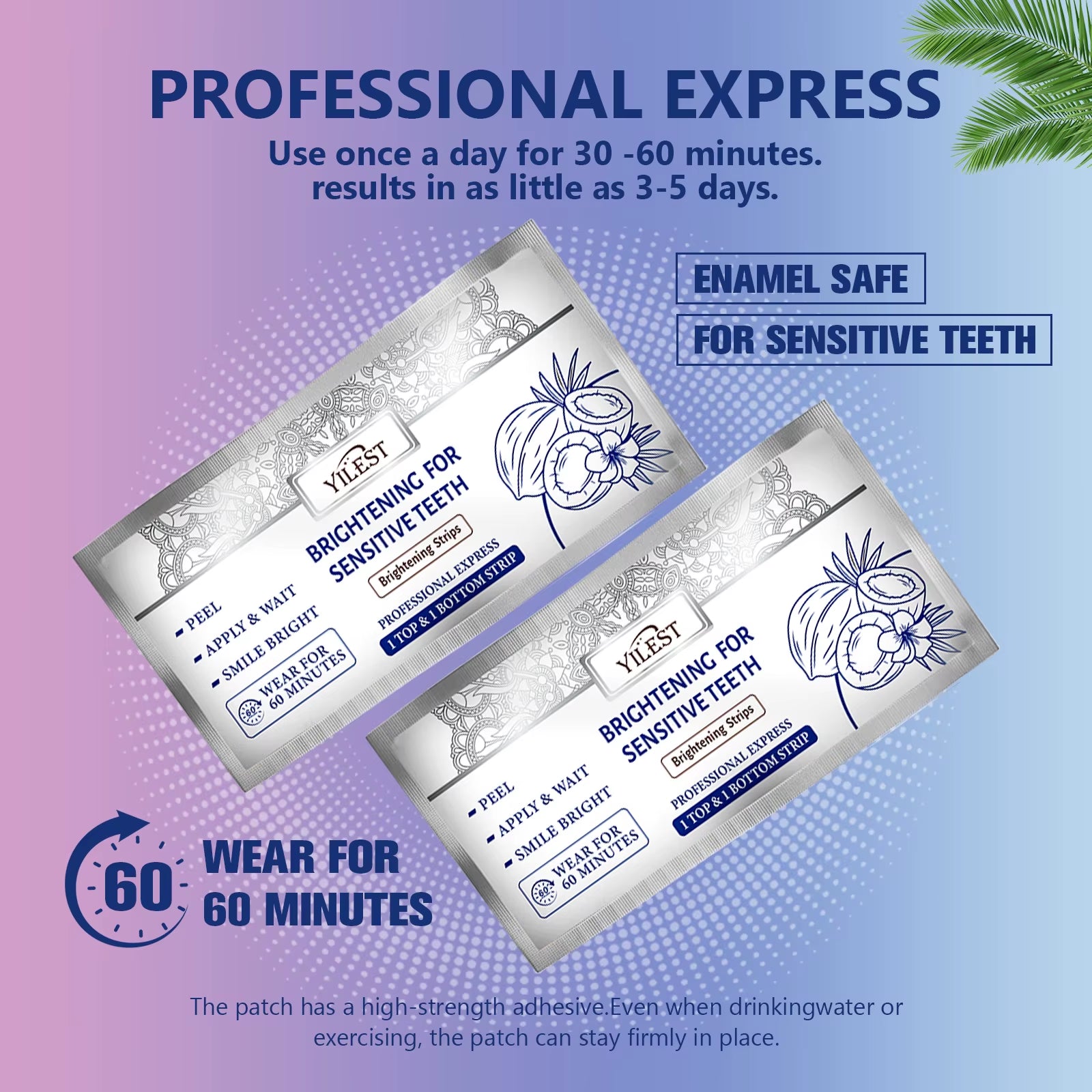 14 Strips Teeth Whitening Strips,Remove Plaque Stains Cleaning Oral Hygiene Sensitivity Relief,Fresh Breath Brighten Tooth Care